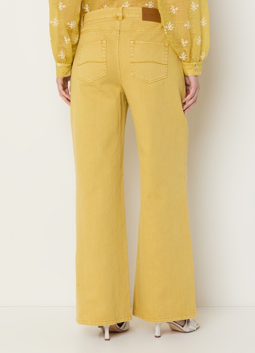 Expresso Rome high waist wide leg jeans met gekleurde wassing - achterkant 5 okergeel