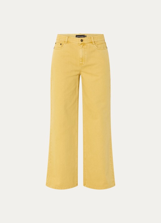 Expresso Rome high waist wide leg jeans met gekleurde wassing - voorkant okergeel