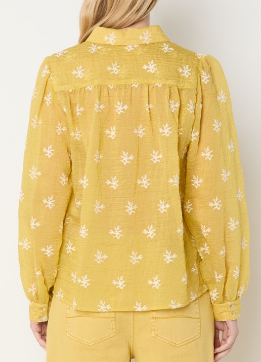 Expresso Semi-transparante blouse met borduring - achterkant 3 geel