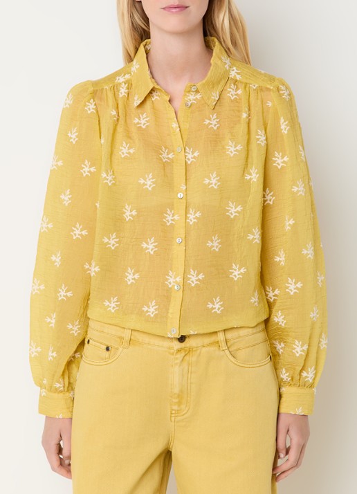 Expresso Semi-transparante blouse met borduring