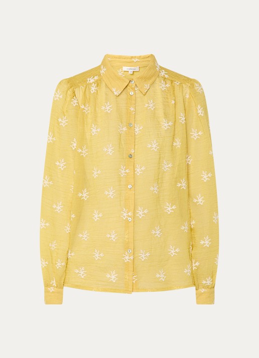 Expresso Semi-transparante blouse met borduring - voorkant geel
