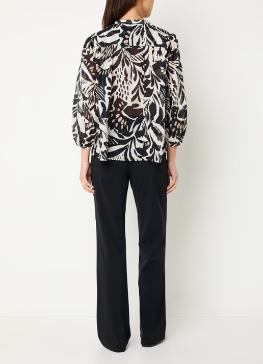 Expresso Semi-transparante blouse met print - achterkant 4 zwart