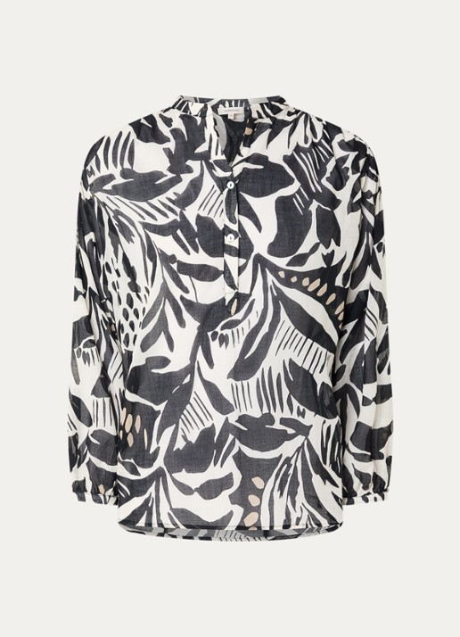 Expresso Semi-transparante blouse met print - voorkant 2 zwart