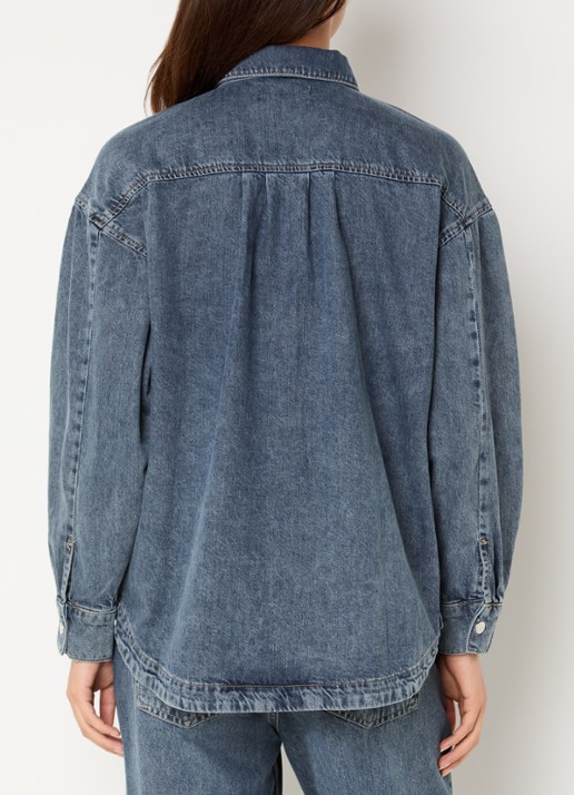 Expresso Spijkerblouse met borstzakken - achterkant indigo