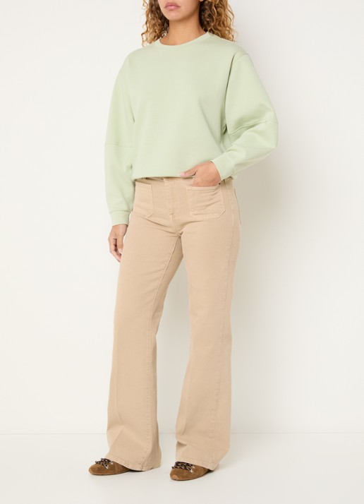Expresso Sweater met ronde hals - voorkant 2 lindegroen