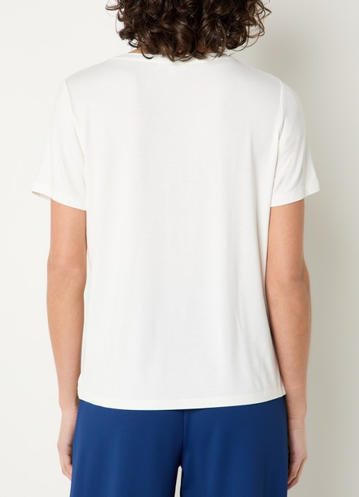 Expresso T-shirt met bloemborduring - achterkant 4 ivoor