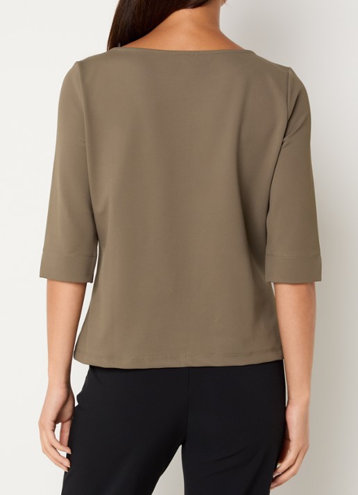 Expresso T-shirt met boothals - achterkant 2 mosgroen