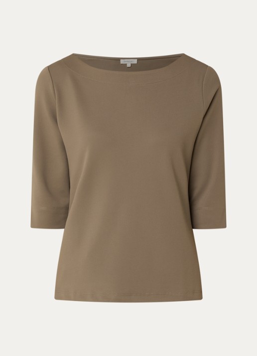 Expresso T-shirt met boothals - voorkant 3 mosgroen