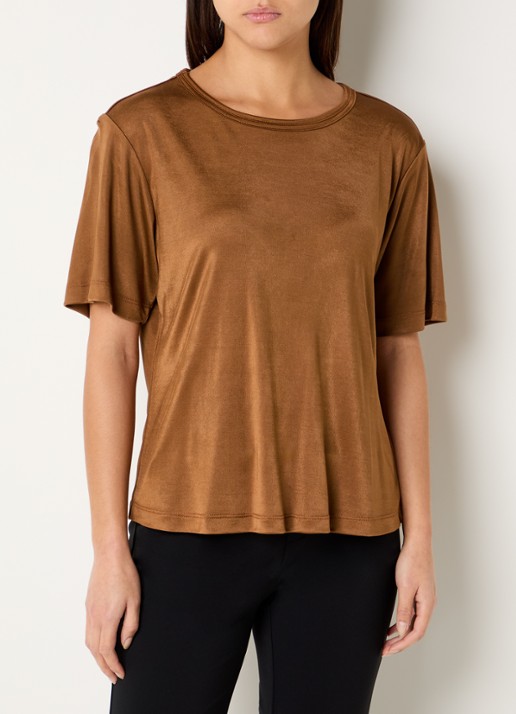 Expresso T-shirt met glanzende finish