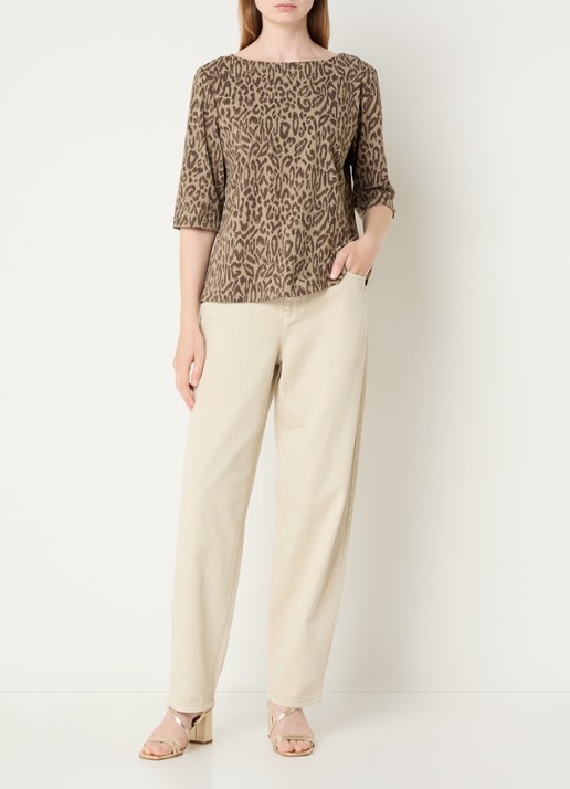 Expresso T-shirt met panterprint - voorkant 2 khaki