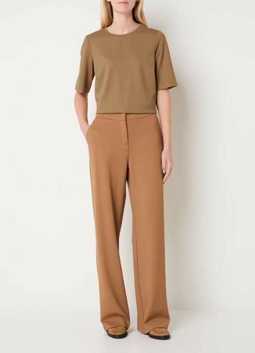 Expresso T-shirt met ronde hals - voorkant 3 camel