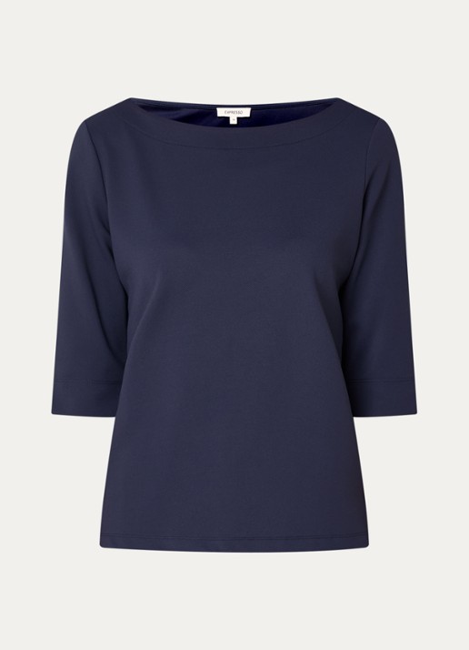 Expresso T-shirt met ronde hals - voorkant 3 donkerblauw