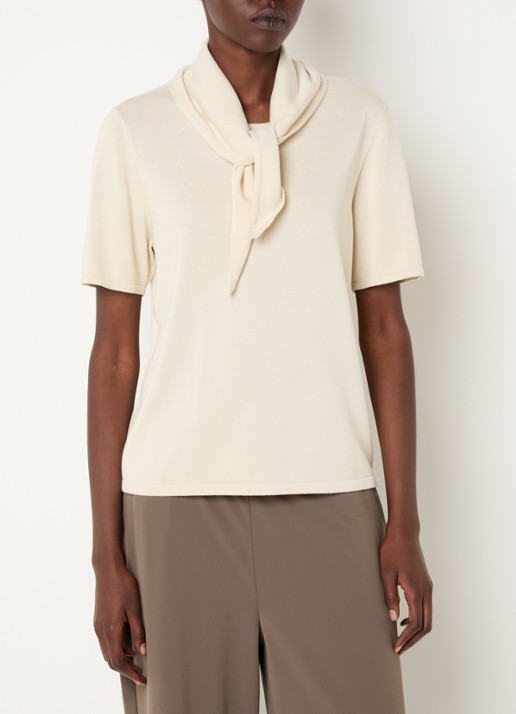 Expresso T-shirt met sjaalkraag - detail 4 vanillegeel