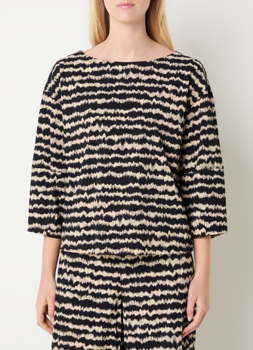 Expresso Top met print en ballonmouw