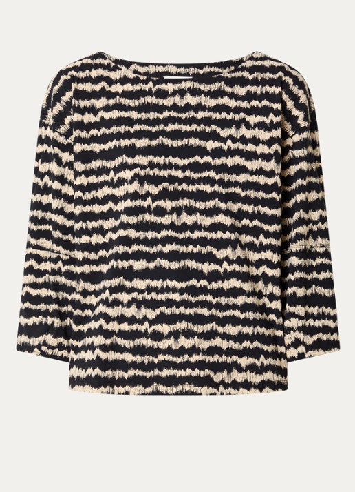 Expresso Top met print en ballonmouw - voorkant zwart