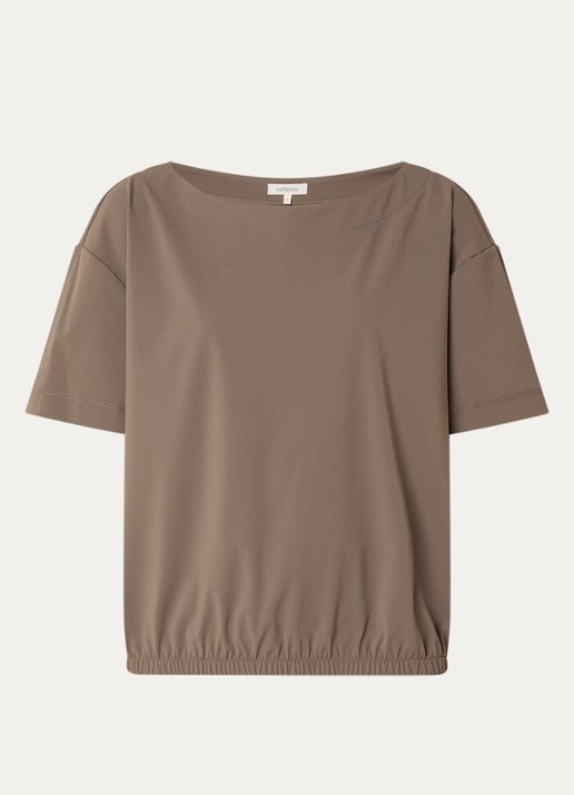 Expresso Travel top met boothals - voorkant 2 zand