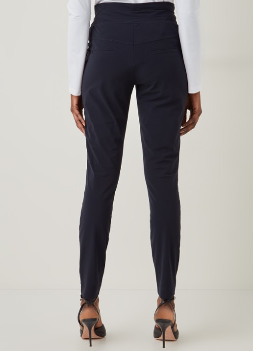 Expresso Xarah high waist slim fit pantalon van travel jersey - achterkant 3 donkerblauw