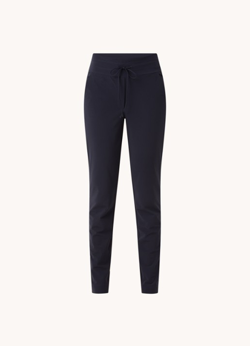 Expresso Xarah high waist slim fit pantalon van travel jersey - voorkant donkerblauw