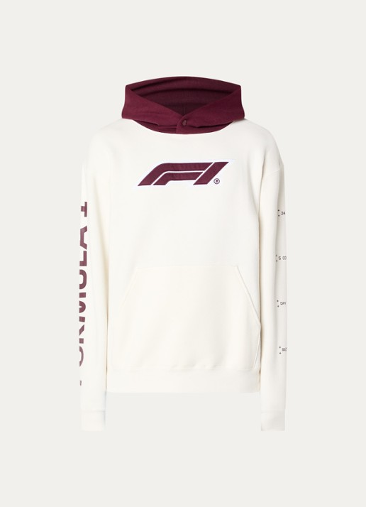 F1 All Hands hoodie met logo- en backprint - voorkant 4 creme