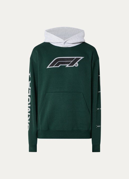 F1 All Hands hoodie met logo- en backprint - voorkant groen