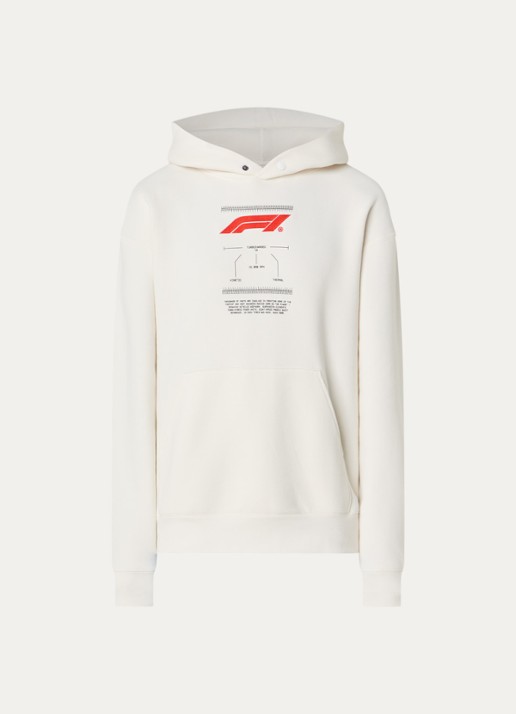 F1 Turbocharged hoodie met print - voorkant creme