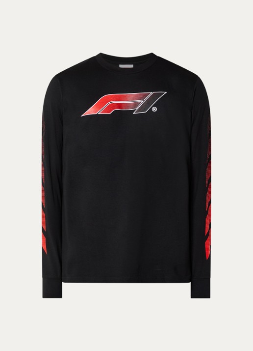 F1 Victory longsleeve met logo- en backprint - voorkant 2 zwart