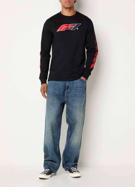 F1 Victory longsleeve met logo- en backprint - voorkant 3 zwart
