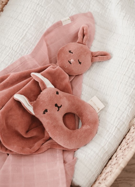 Fabelab Bunny knuffeldoekje 32 cm - voorkant 2 oudroze