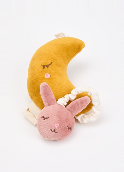 Fabelab Bunny Moon muziekknuffel 24 cm  - voorkant 2 roze
