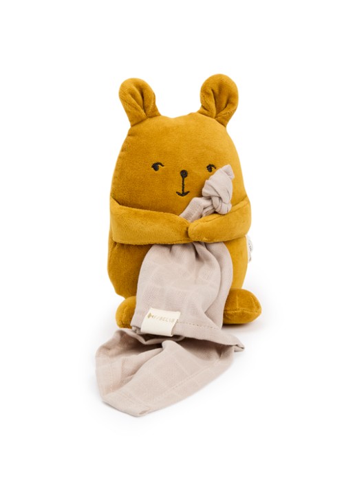 Fabelab Fabbie muziekknuffel beer met doek 18 cm