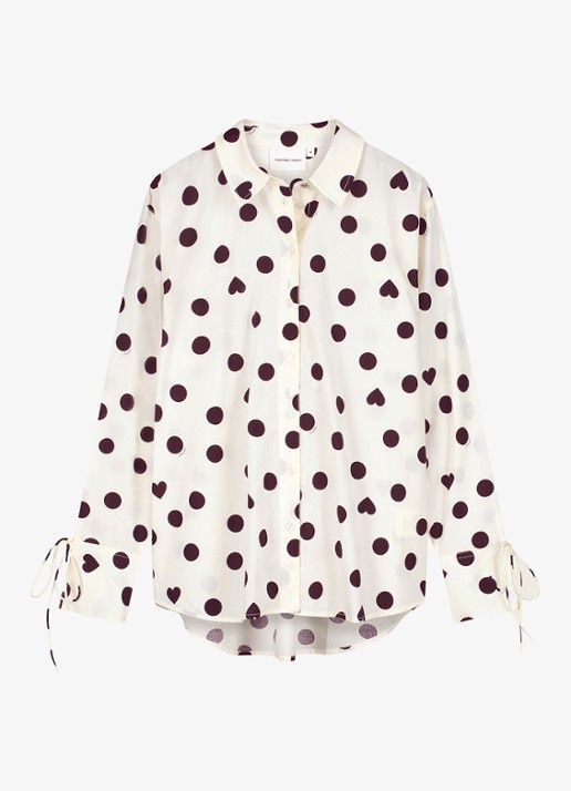 Fabienne Chapot Ada blouse met stippenprint - voorkant 3 gebroken wit