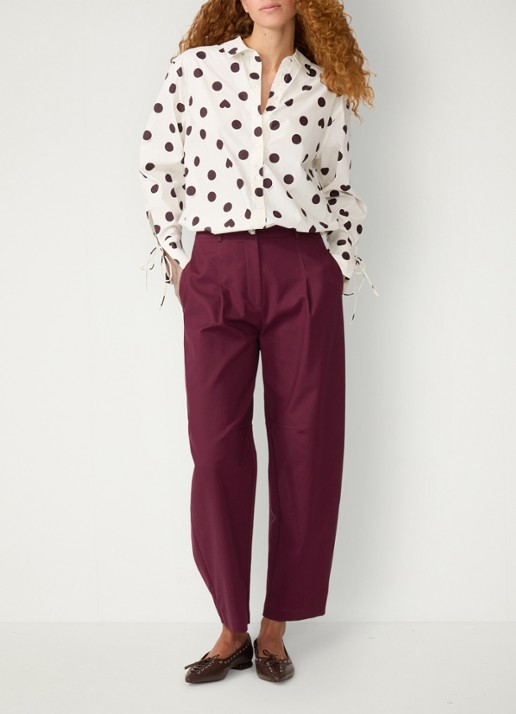 Fabienne Chapot Ada blouse met stippenprint - voorkant 4 gebroken wit