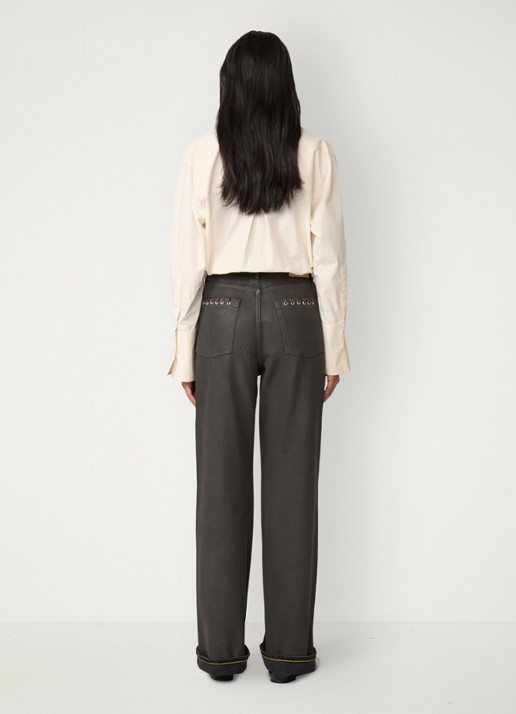 Fabienne Chapot Alex blouse met applicatie - achterkant gebroken wit