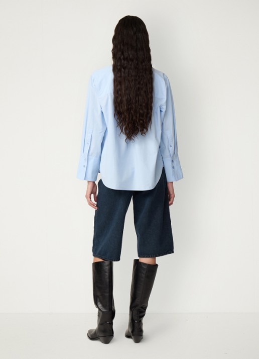 Fabienne Chapot Alex blouse met bloemenapplicaties - achterkant 4 lichtblauw