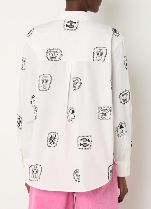 Fabienne Chapot Alex blouse met borduring - achterkant 2 gebroken wit