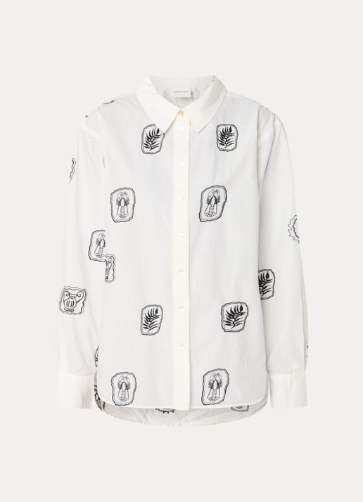 Fabienne Chapot Alex blouse met borduring - voorkant 3 gebroken wit