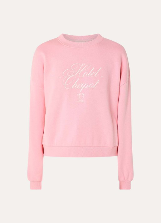 Fabienne Chapot Amy sweater met logborduring - voorkant roze