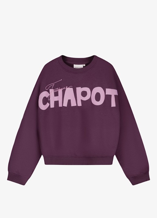 Fabienne Chapot Amy sweater met logoprint - voorkant paars