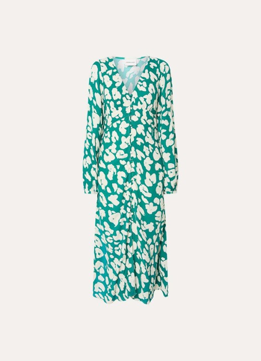 Fabienne Chapot Ana midi blousejurk met print - voorkant 2 groen