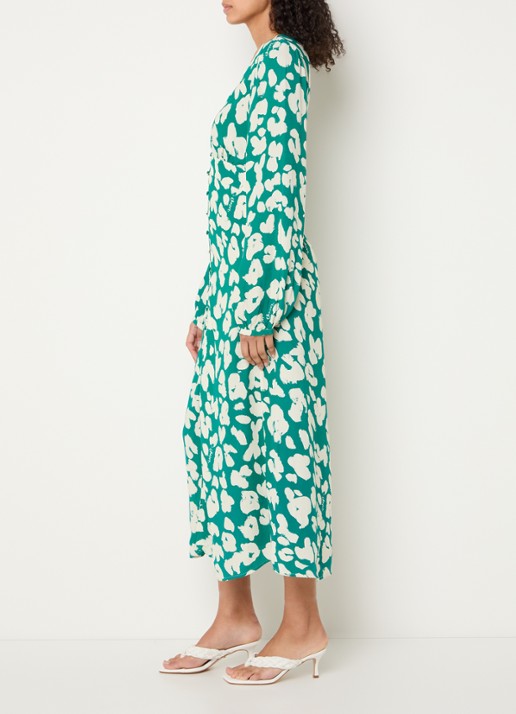 Fabienne Chapot Ana midi blousejurk met print - voorkant 3 groen