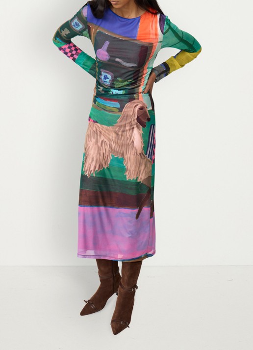 Fabienne Chapot Ashley midi jurk van mesh met print