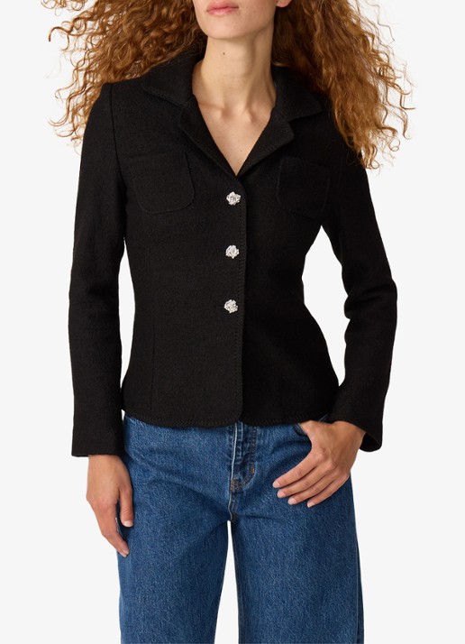Fabienne Chapot Baby getailleerde blazer in wolblend - detail 4 zwart