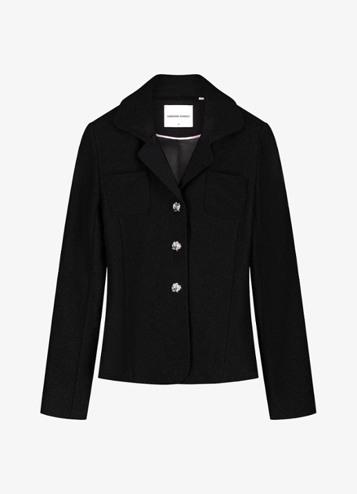 Fabienne Chapot Baby getailleerde blazer in wolblend - voorkant 2 zwart
