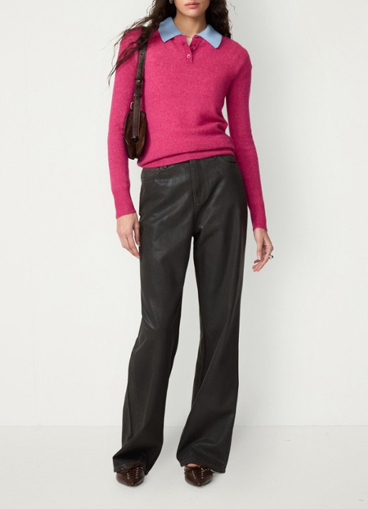 Fabienne Chapot Barbara fijngebreide pullover in wolblend - voorkant 5 fuchsia