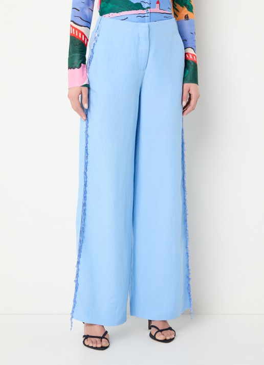 Fabienne Chapot Barril high waist straight fit pantalon met kralendecoratie