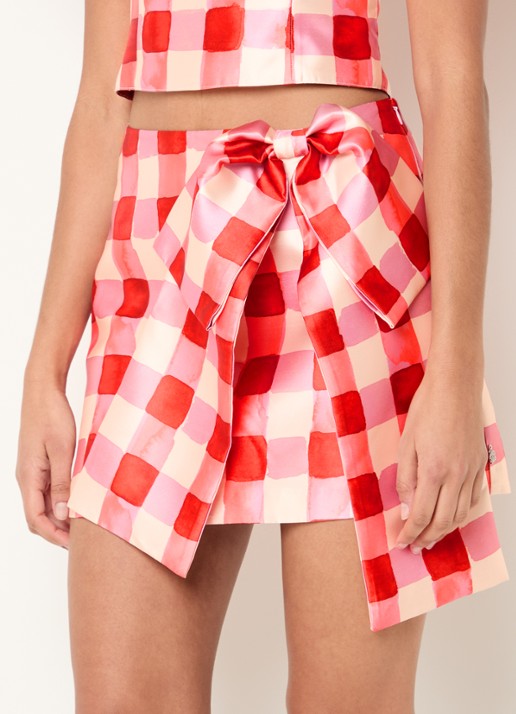 Fabienne Chapot Beau minirok met ruitdessin en strikdetail