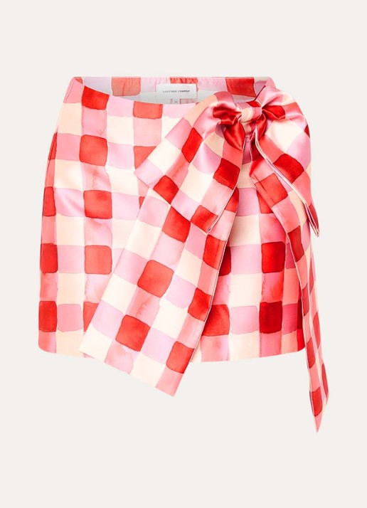 Fabienne Chapot Beau minirok met ruitdessin en strikdetail - voorkant 3 rood