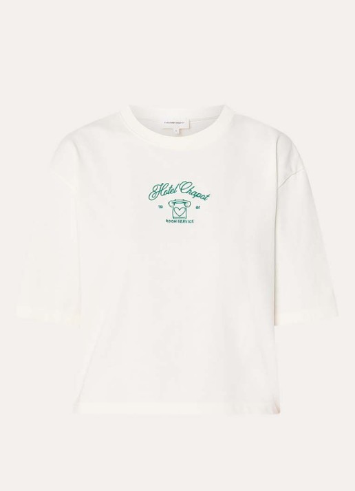 Fabienne Chapot Benja T-shirt met print - voorkant 3 gebroken wit