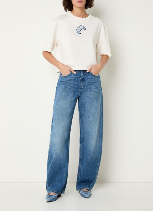 Fabienne Chapot Benja T-shirt met strass - voorkant 3 gebroken wit