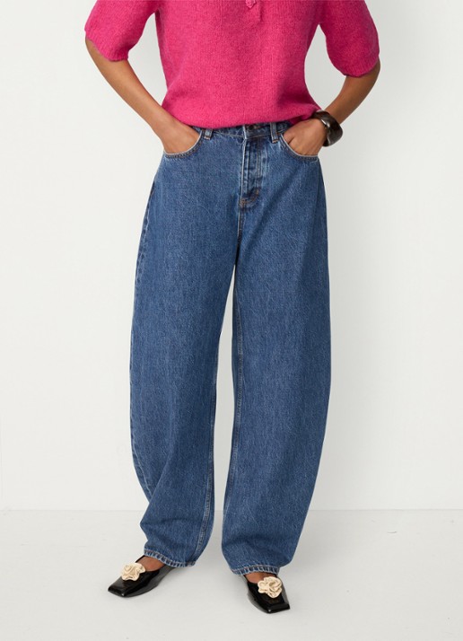 Fabienne Chapot Betty high waist barrel jeans met medium wassing